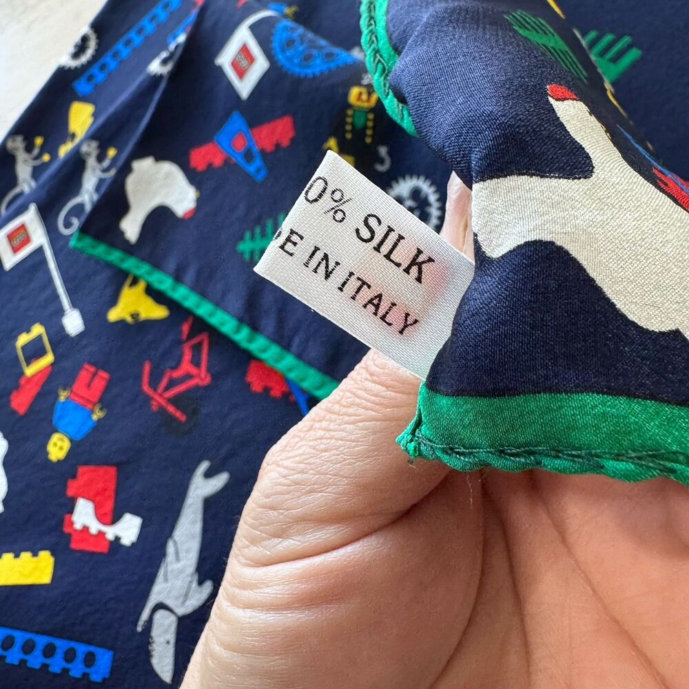 LEGO Vintage 1997 Legoland Apparel Scarf Rare Collectible Navy 30” Made In Italy - Picture 9 of 9